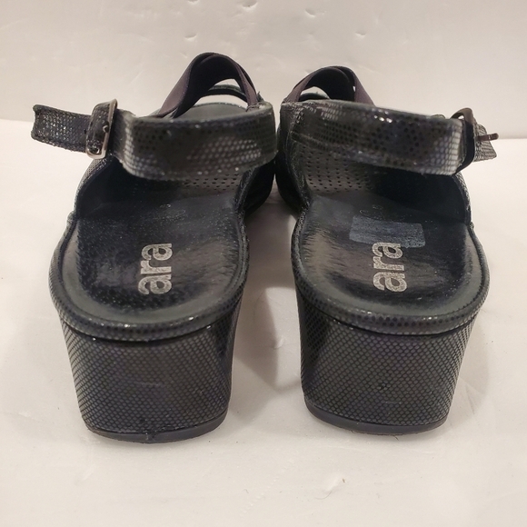 Ara Black Leather Elastic Sandals - Picture 4 of 6